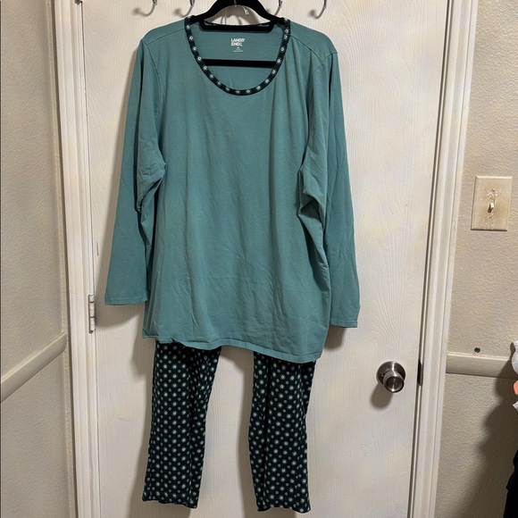Lands End 2 Piece Pajama Loungewear Matching Set Women’s 3X Teal Green Soft Cozy - Picture 10 of 10